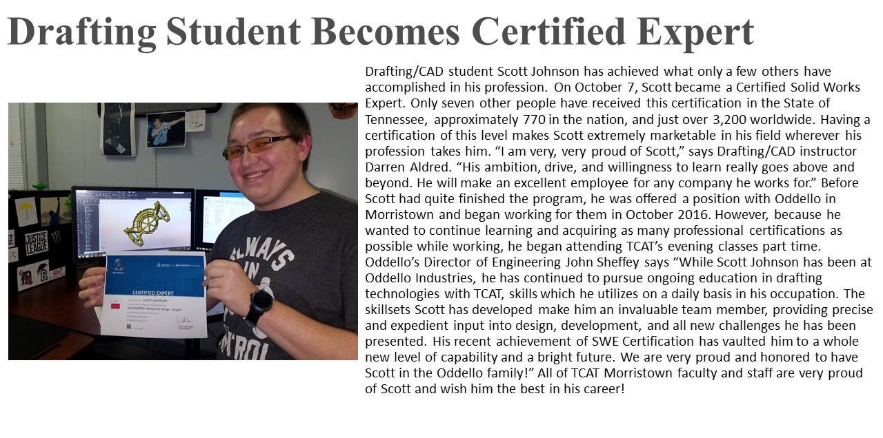 Drafting Student Certified Expert TCAT Morristown